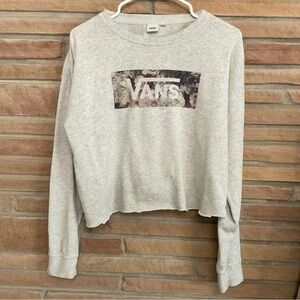 Vans Cropped Floral Graphic Sweater Beige Large